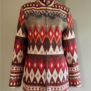 LifeStyle Red and Gray Southwestern Jacket
